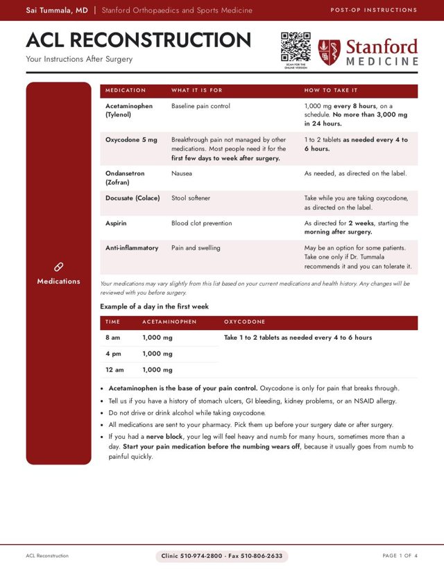 Example post-op instructions packet