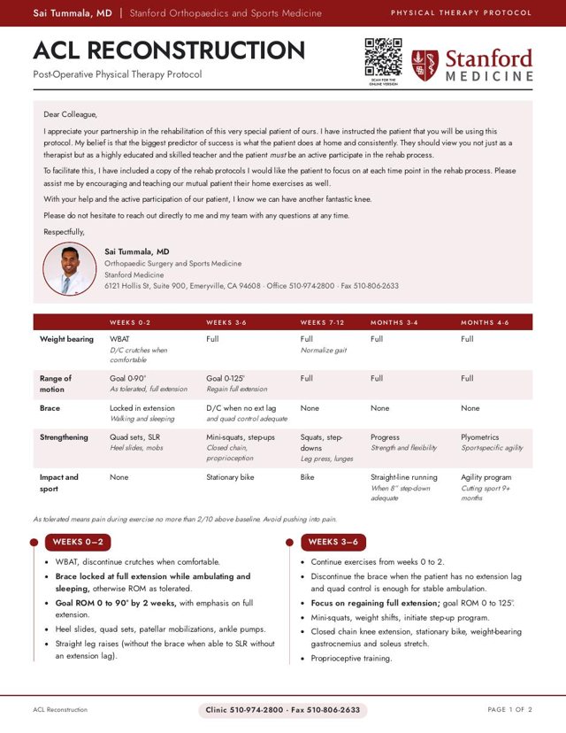 Example physical therapy protocol